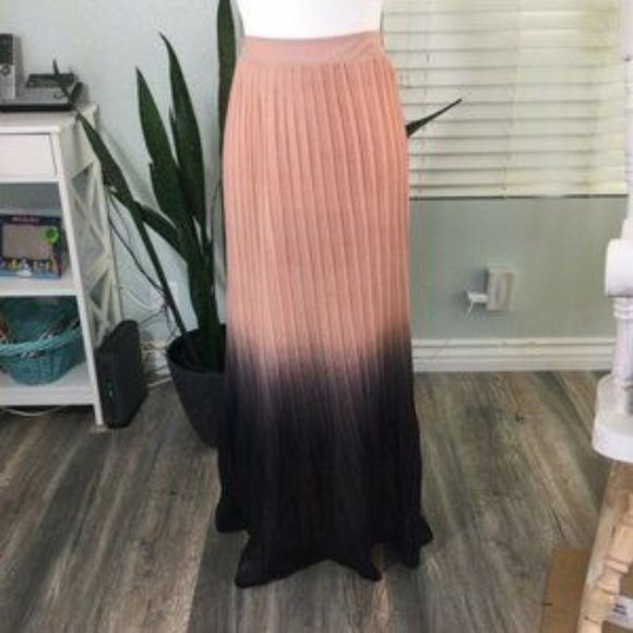 mark. Dresses & Skirts - Mark Ombre Pink Black Pleated Maxi Skirt